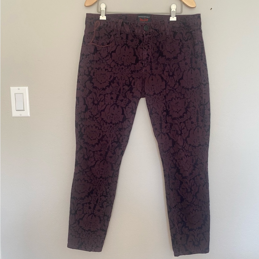 Banana Republic L’Wren Scott Crushed Velvet Wine Pants in 28P
